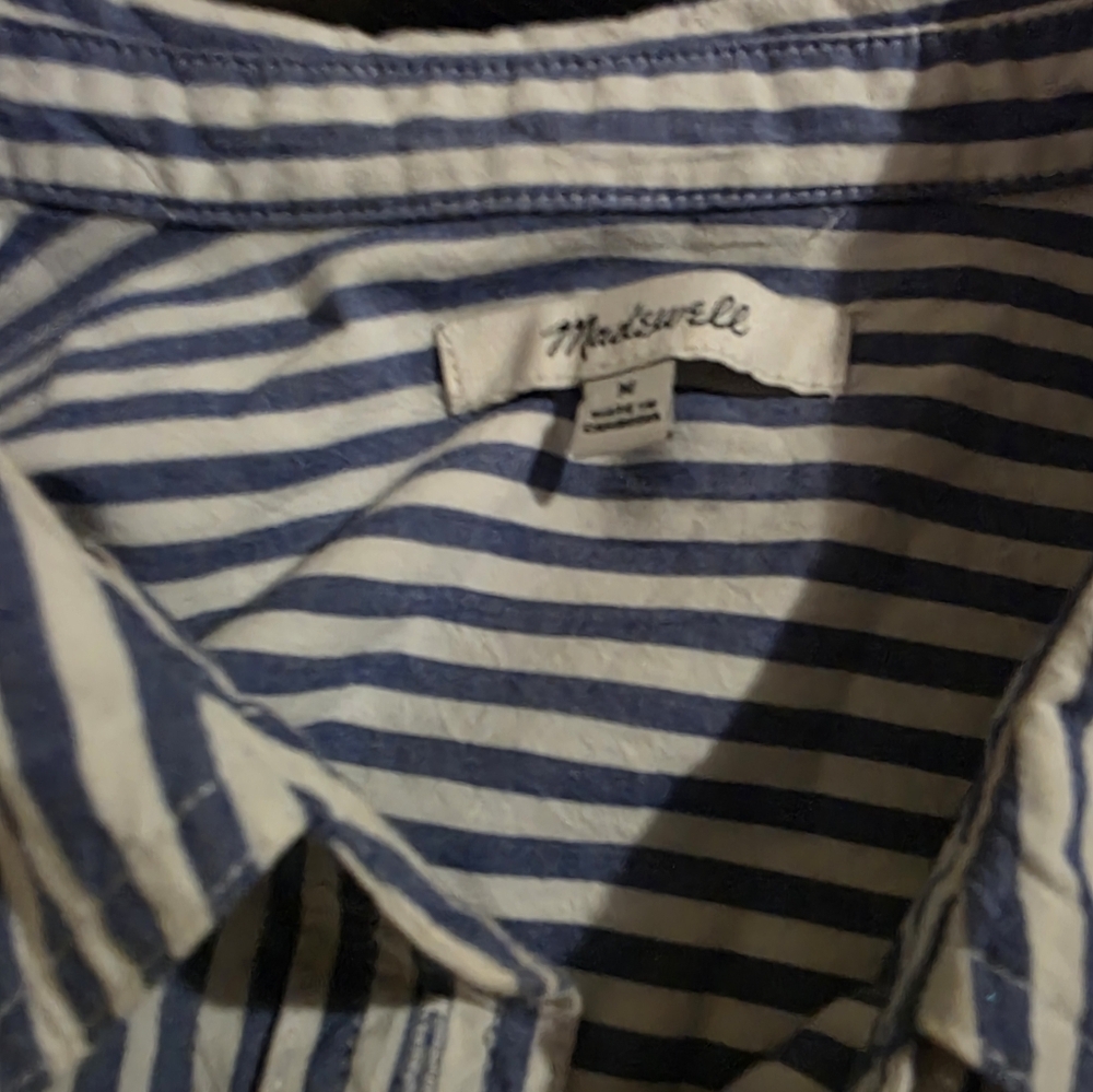 Madewell Blue and White Striped Button-Down Shirt - Picture 5 of 10